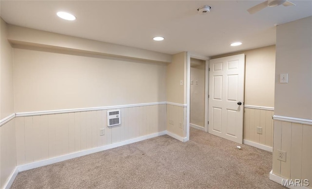 11 Rolla Gardens Dr, Rolla, MO 65401 - basement featuring a wainscoted wall, carpet, recessed lighting, and ceiling fan