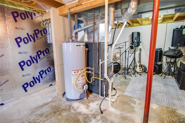 utilities with water heater and heating unit