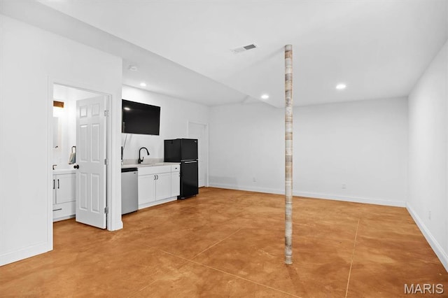 2 Arthurs Ct, Troy, IL 62294 - unfurnished living room with concrete floors, recessed lighting, baseboards, and a sink