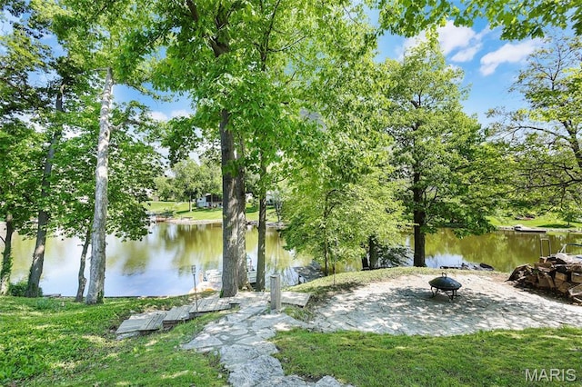 135 Hollyhock Ln, Edwardsville, IL 62025 - water view featuring a fire pit
