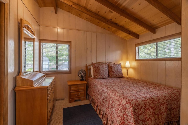 2099 Meadow Valley Dr, Innsbrook, MO 63390 - bedroom with carpet floors, wood ceiling, and wood walls