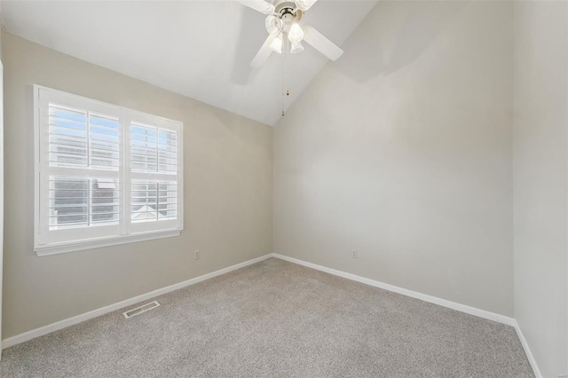 7426 Whitehall Colonial Ln, Saint Louis, MO 63119 - carpeted empty room featuring lofted ceiling, a ceiling fan, and baseboards