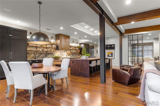 429 N Euclid Ave, Saint Louis, MO 63108 - dining space with wood finished floors, recessed lighting, and beamed ceiling