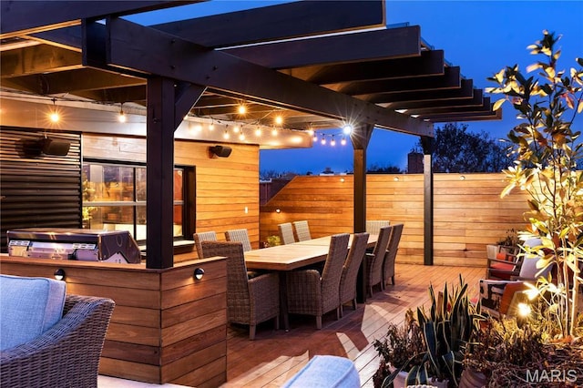 429 N Euclid Ave, Saint Louis, MO 63108 - deck at twilight with fence and a pergola