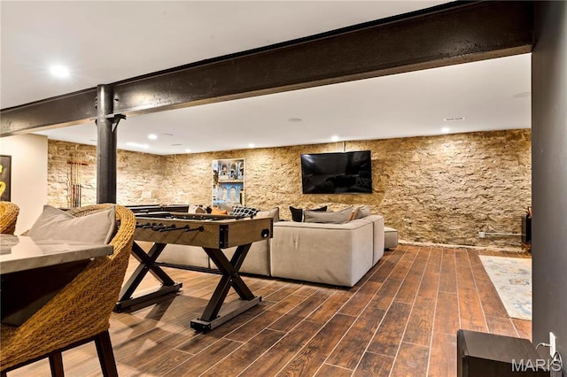429 N Euclid Ave, Saint Louis, MO 63108 - living room featuring dark wood finished floors and recessed lighting