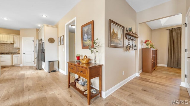 304 Wood Duck Ct, Waterloo, IL 62298 - corridor with light wood-style flooring, baseboards, and recessed lighting