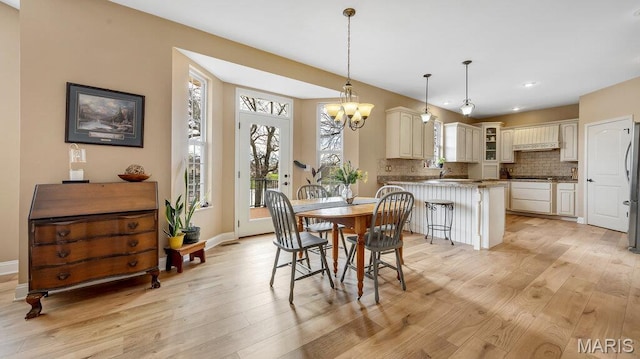 304 Wood Duck Ct, Waterloo, IL 62298 - dining space featuring light wood-style flooring, recessed lighting, a chandelier, and baseboards