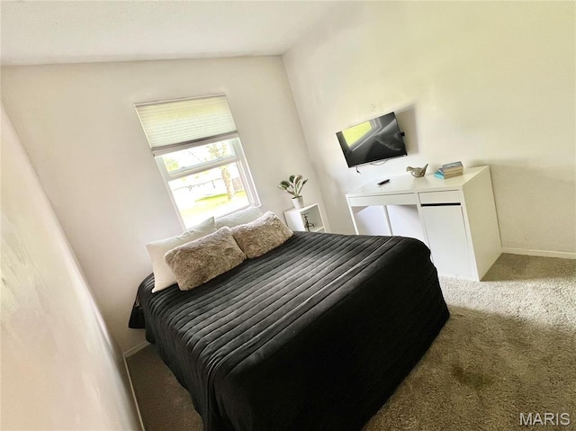 bedroom with carpet floors and baseboards