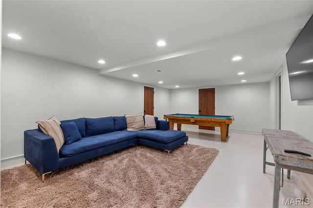 323 White Oaks Ln, Cape Girardeau, MO 63701 - game room with recessed lighting, finished concrete floors, billiards, and baseboards