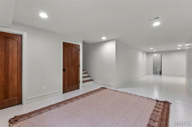 323 White Oaks Ln, Cape Girardeau, MO 63701 - finished basement with recessed lighting, stairs, and baseboards