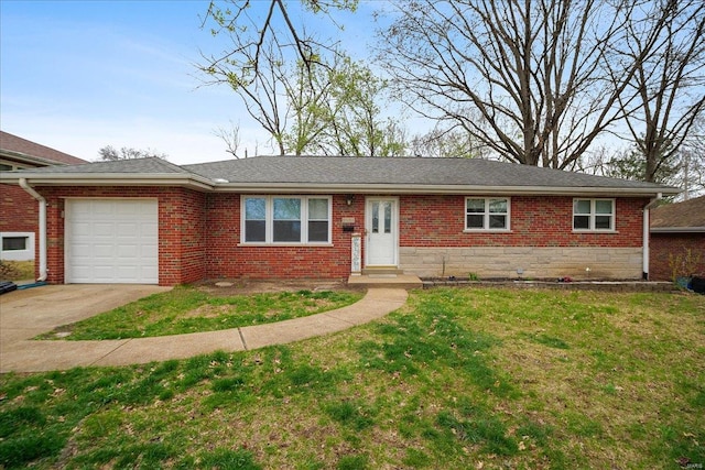 8631 Maycrest Dr, Affton, MO 63123 - ranch-style home with a garage, brick siding, a front lawn, and concrete driveway