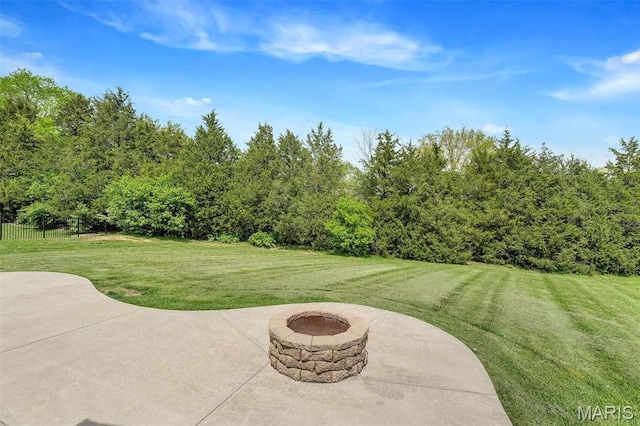 283 Sonnet Cir, Wentzville, MO 63385 - view of yard with an outdoor fire pit and a patio area