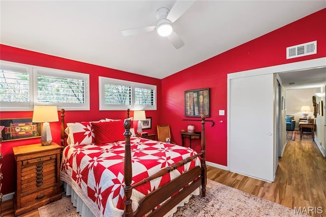 1500 Ridgewood Dr, Saint Louis, MO 63126 - bedroom with lofted ceiling, wood finished floors, ceiling fan, and baseboards