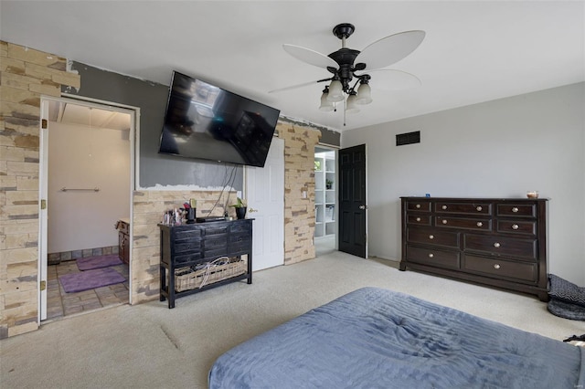 bedroom with carpet and ceiling fan