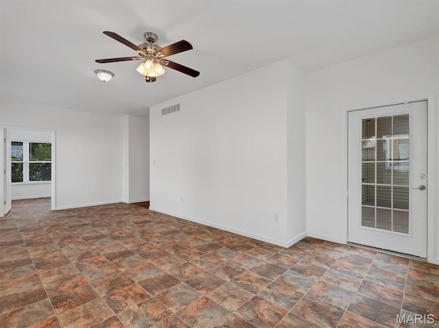 602 S Ballas Rd, Saint Louis, MO 63122 - unfurnished room with a ceiling fan and stone finish flooring
