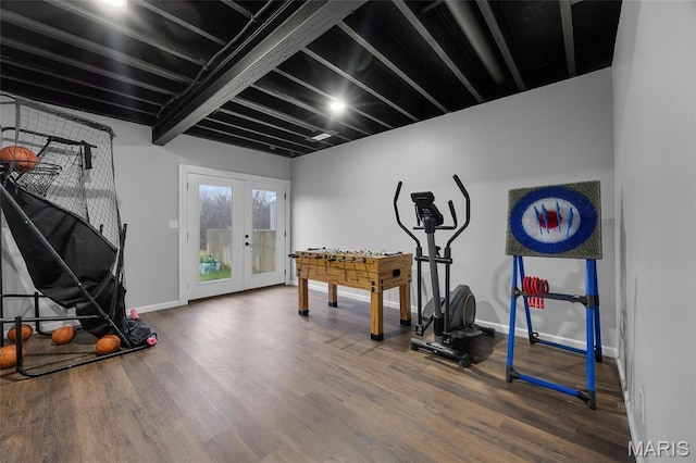 13160 Mammoth Rd, De Soto, MO 63020 - exercise area with wood finished floors and french doors