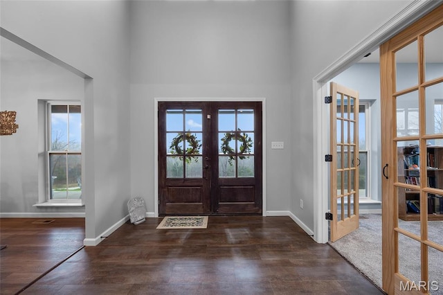 13160 Mammoth Rd, De Soto, MO 63020 - entryway with french doors, a high ceiling, and wood finished floors