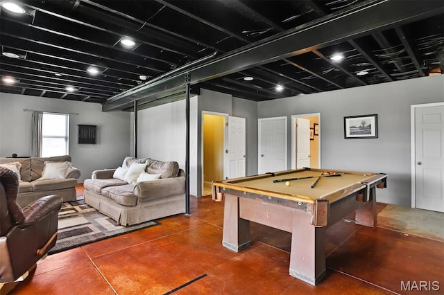 1304 Forest Way, Wentzville, MO 63385 - recreation room with finished concrete floors and billiards