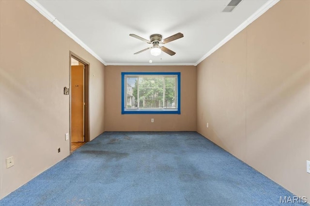 8934 Litzsinger Rd, Saint Louis, MO 63144 - carpeted spare room featuring ceiling fan and ornamental molding