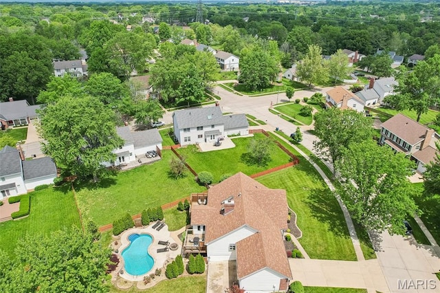 2113 Fairway Bnd, Chesterfield, MO 63017 - aerial perspective of suburban area with a pool area
