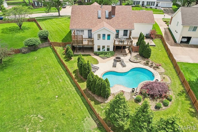 2113 Fairway Bnd, Chesterfield, MO 63017 - back of house with a deck, a chimney, and a patio