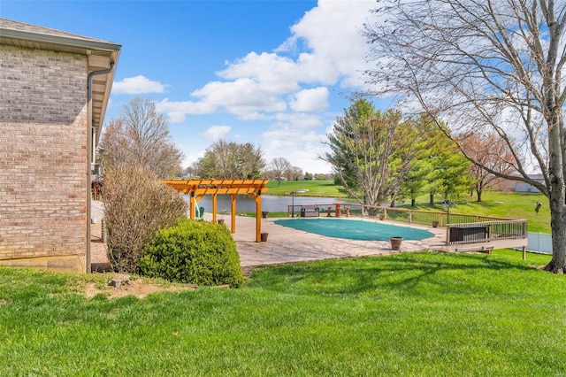 8620 State Route 163, Belleville, IL 62223 - view of pool with a pergola, a yard, a patio area, and a water view