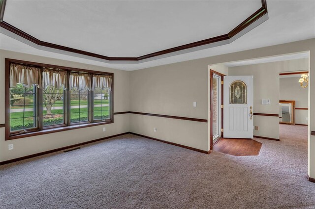 8620 State Route 163, Belleville, IL 62223 - spare room with a raised ceiling, carpet, ornamental molding, and baseboards