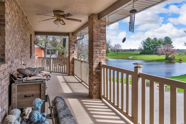 8620 State Route 163, Belleville, IL 62223 - balcony with a water view, ceiling fan, and a porch