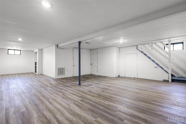 35 Florissant Park Dr, Florissant, MO 63031 - basement with wood finished floors and recessed lighting