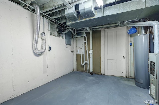 35 Florissant Park Dr, Florissant, MO 63031 - unfinished below grade area with electric panel and gas water heater