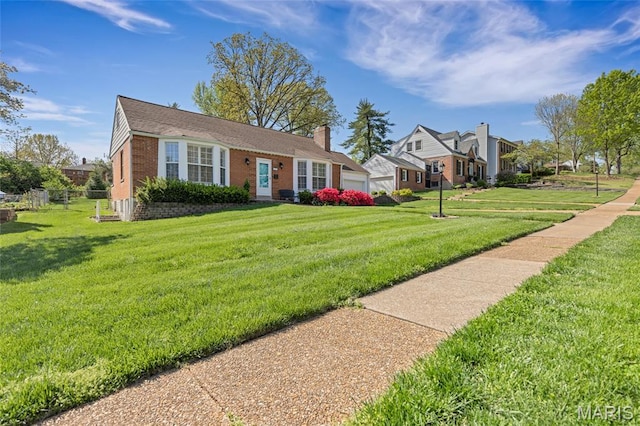 1010 Briarton Dr, Saint Louis, MO 63126 - view of front of home with brick siding, a front yard, and an attached garage