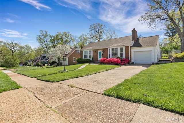 1010 Briarton Dr, Saint Louis, MO 63126 - single story home with driveway, an attached garage, brick siding, and a chimney