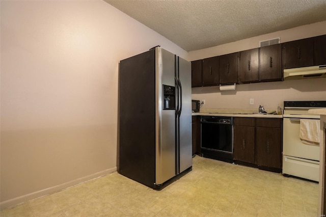 2781 Blackforest Dr Unit C, Saint Louis, MO 63129 - kitchen featuring stainless steel fridge, black dishwasher, under cabinet range hood, light countertops, and light flooring