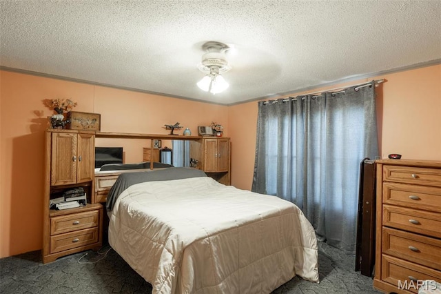 19518 State Highway Ww, Puxico, MO 63960 - bedroom featuring dark colored carpet and a textured ceiling