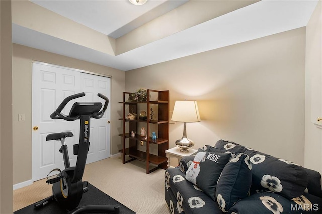 1114 Lockett Rd, Des Peres, MO 63131 - workout area featuring carpet floors and baseboards