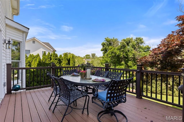 1114 Lockett Rd, Des Peres, MO 63131 - wooden deck featuring outdoor dining space