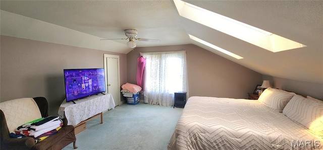 530 W Holmes, Chester, IL 62233 - bedroom with carpet, a skylight, lofted ceiling, and a ceiling fan