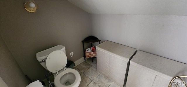 530 W Holmes, Chester, IL 62233 - bathroom with toilet, tile patterned floors, and vaulted ceiling
