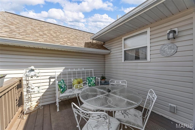 114 Fort Dodge Dr, Wright City, MO 63390 - wooden terrace featuring outdoor dining space