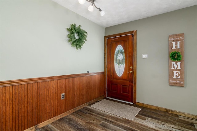 132 S Duncan St, Marine, IL 62061 - entrance foyer featuring dark wood finished floors and wainscoting