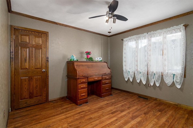 132 S Duncan St, Marine, IL 62061 - office space featuring light wood finished floors, ceiling fan, crown molding, and baseboards
