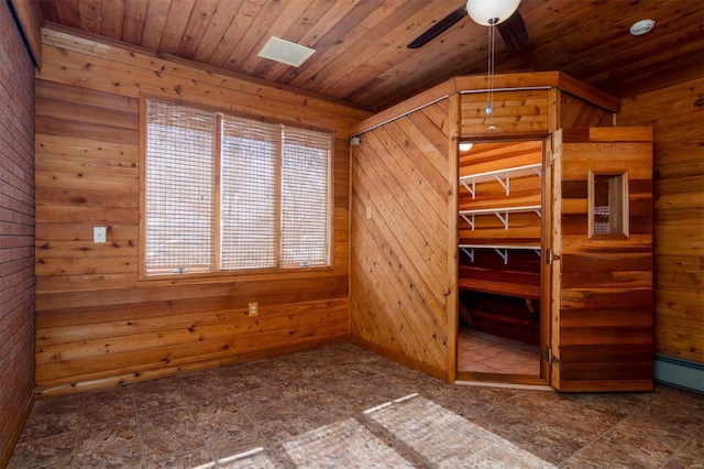 132 S Duncan St, Marine, IL 62061 - unfurnished bedroom with wood walls and wood ceiling