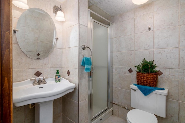 132 S Duncan St, Marine, IL 62061 - full bath featuring tile walls, a stall shower, and toilet