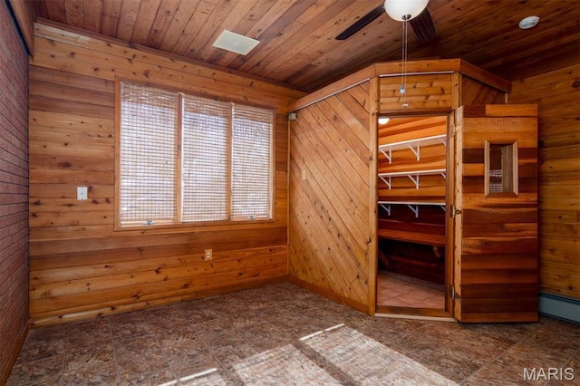 132 S Duncan St, Marine, IL 62061 - unfurnished bedroom with wood walls and wood ceiling