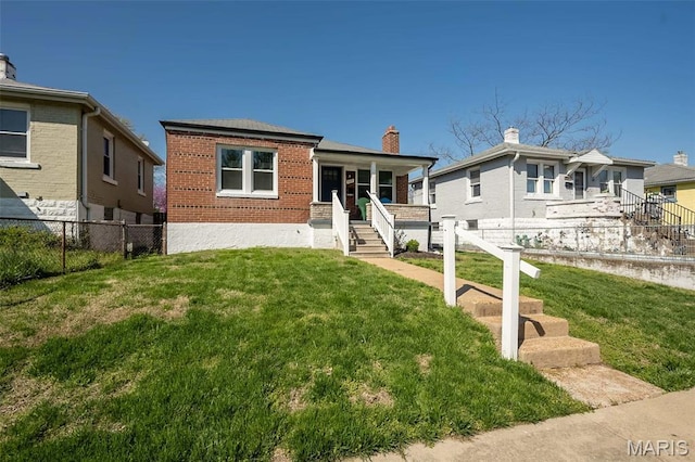 409 Jett Ave, Saint Louis, MO 63125 - view of front of house featuring brick siding, stairway, a porch, and a chimney