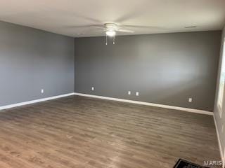 134 Southview Dr, Jackson, MO 63755 - spare room featuring ceiling fan, baseboards, and wood finished floors