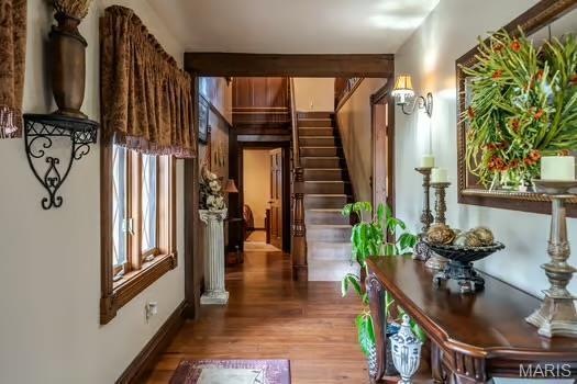 762 Crider Ln, Union, MO 63084 - hallway with stairway and wood finished floors