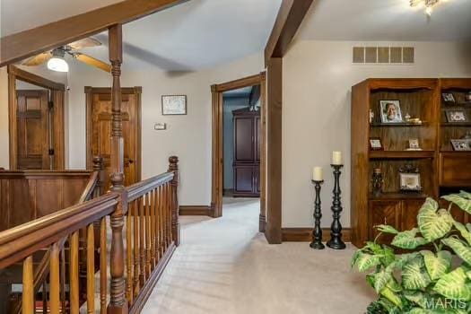 762 Crider Ln, Union, MO 63084 - corridor with light carpet, baseboards, and an upstairs landing