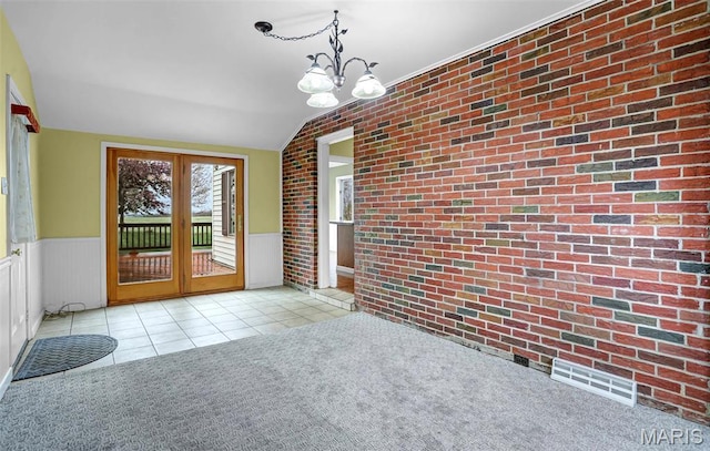 765 Pottery Tower Ln, Washington, MO 63090 - unfurnished sunroom with french doors, vaulted ceiling, and a chandelier