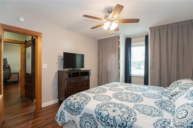 110 W Scioto St, St James, MO 65559 - bedroom featuring dark wood-type flooring and ceiling fan